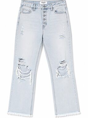 Velvet Light Blue Distressed Straight-Leg Jeans